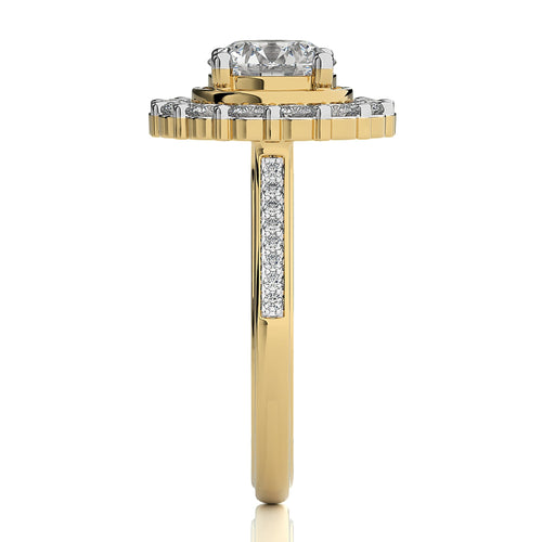 Gerbera Bloom Bazel and Halo Diamond Engagement Ring