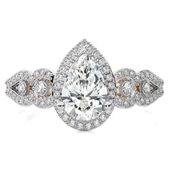 Constellation Swirl Double Split Shank Diamond Bazel and Halo Engagement Ring