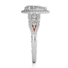 Constellation Swirl Double Split Shank Diamond Bazel and Halo Engagement Ring