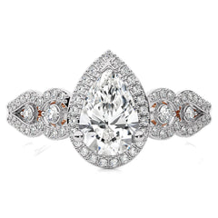 Constellation Swirl Double Split Shank Diamond Bazel and Halo Engagement Ring