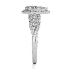 Constellation Swirl Double Split Shank Diamond Bazel and Halo Engagement Ring