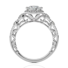 Constellation Swirl Double Split Shank Diamond Bazel and Halo Engagement Ring