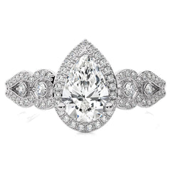 Constellation Swirl Double Split Shank Diamond Bazel and Halo Engagement Ring