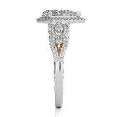 Constellation Swirl Double Split Shank Diamond Bazel and Halo Engagement Ring
