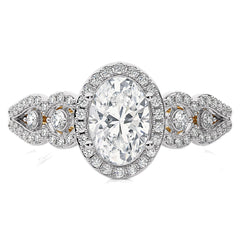 Constellation Swirl Double Split Shank Diamond Bazel and Halo Engagement Ring