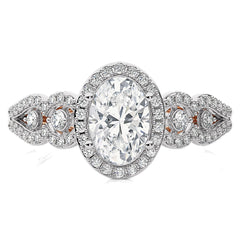 Constellation Swirl Double Split Shank Diamond Bazel and Halo Engagement Ring