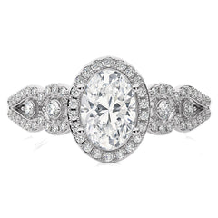 Constellation Swirl Double Split Shank Diamond Bazel and Halo Engagement Ring