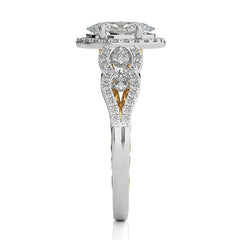 Constellation Swirl Double Split Shank Diamond Bazel and Halo Engagement Ring