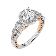 Constellation Swirl Double Split Shank Diamond Bazel and Halo Engagement Ring