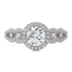 Constellation Swirl Double Split Shank Diamond Bazel and Halo Engagement Ring