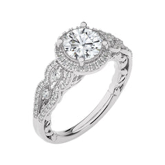 Constellation Swirl Double Split Shank Diamond Bazel and Halo Engagement Ring