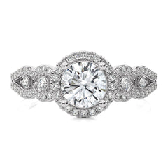 Constellation Swirl Double Split Shank Diamond Bazel and Halo Engagement Ring