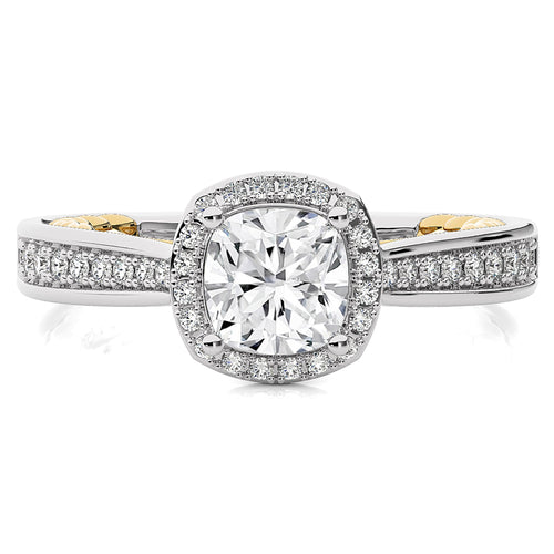 Starbrust Nebula Bazel Halo Diamond Engagement Ring