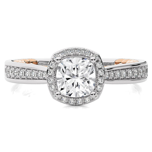 Starbrust Nebula Bazel Halo Diamond Engagement Ring