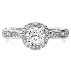 Starbrust Nebula Bazel Halo Diamond Engagement Ring