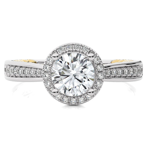 Starbrust Nebula Bazel Halo Diamond Engagement Ring