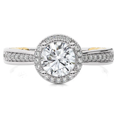 Starbrust Nebula Bazel Halo Diamond Engagement Ring