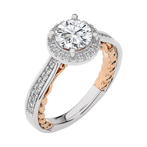 Starbrust Nebula Bazel Halo Diamond Engagement Ring