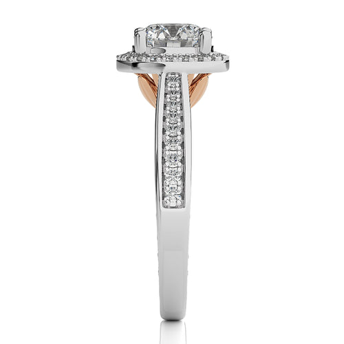 Starbrust Nebula Bazel Halo Diamond Engagement Ring
