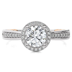 Starbrust Nebula Bazel Halo Diamond Engagement Ring