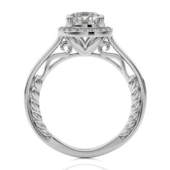 Starbrust Nebula Bazel Halo Diamond Engagement Ring