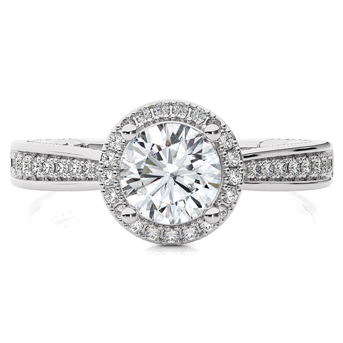 Starbrust Nebula Bazel Halo Diamond Engagement Ring