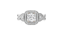 Classic Nimbus Double Twist Split Shank Halo Diamond Engagement Ring