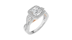 Classic Nimbus Double Twist Split Shank Halo Diamond Engagement Ring