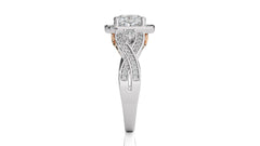 Classic Nimbus Double Twist Split Shank Halo Diamond Engagement Ring