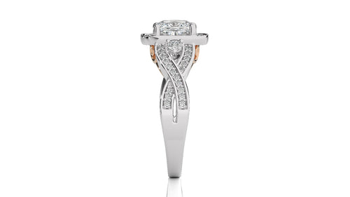 Classic Nimbus Double Twist Split Shank Halo Diamond Engagement Ring