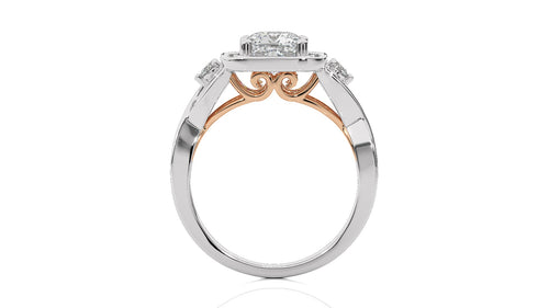 Classic Nimbus Double Twist Split Shank Halo Diamond Engagement Ring
