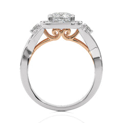 Classic Nimbus Double Twist Split Shank Halo Diamond Engagement Ring