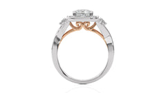 Classic Nimbus Double Twist Split Shank Halo Diamond Engagement Ring