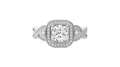 Classic Nimbus Double Twist Split Shank Halo Diamond Engagement Ring