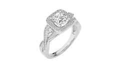 Classic Nimbus Double Twist Split Shank Halo Diamond Engagement Ring