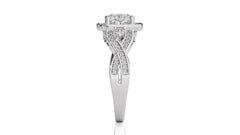 Classic Nimbus Double Twist Split Shank Halo Diamond Engagement Ring