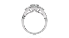 Classic Nimbus Double Twist Split Shank Halo Diamond Engagement Ring