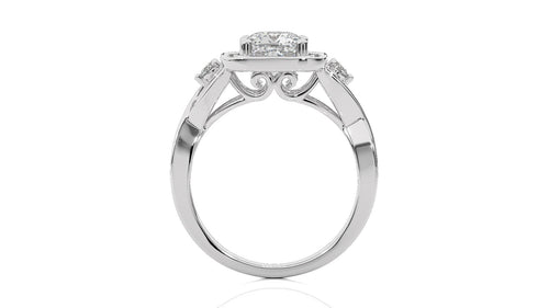 Classic Nimbus Double Twist Split Shank Halo Diamond Engagement Ring