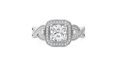 Classic Nimbus Double Twist Split Shank Halo Diamond Engagement Ring