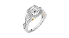 Classic Nimbus Double Twist Split Shank Halo Diamond Engagement Ring