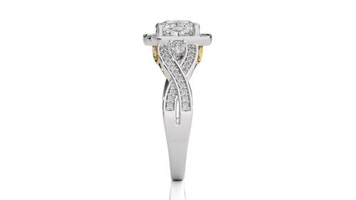 Classic Nimbus Double Twist Split Shank Halo Diamond Engagement Ring