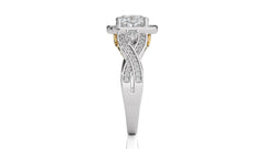 Classic Nimbus Double Twist Split Shank Halo Diamond Engagement Ring