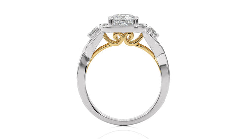 Classic Nimbus Double Twist Split Shank Halo Diamond Engagement Ring