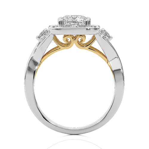 Classic Nimbus Double Twist Split Shank Halo Diamond Engagement Ring