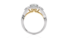 Classic Nimbus Double Twist Split Shank Halo Diamond Engagement Ring