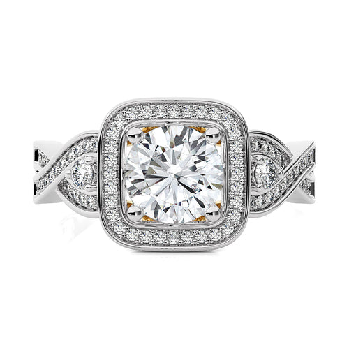 Vintage Style Diamond Halo Engagement Ring