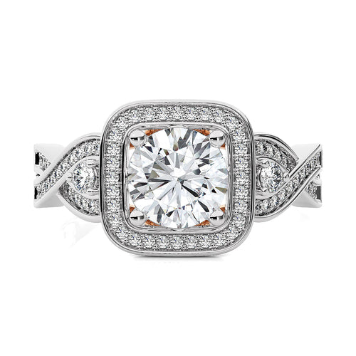 Vintage Style Diamond Halo Engagement Ring