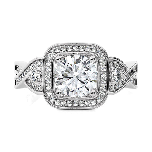 Vintage Style Diamond Halo Engagement Ring