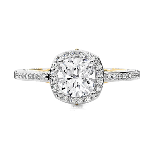Aura Vintage Diamond Halo Engagement Ring