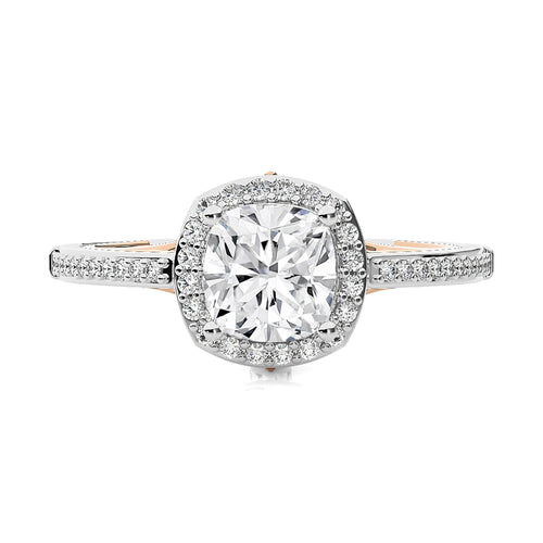 Aura Vintage Diamond Halo Engagement Ring